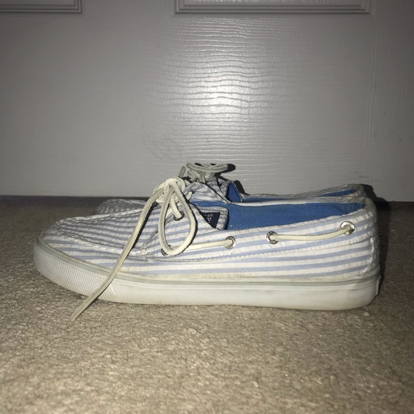 Women’s blue and white striped Sperrys - Picture 3 of 3